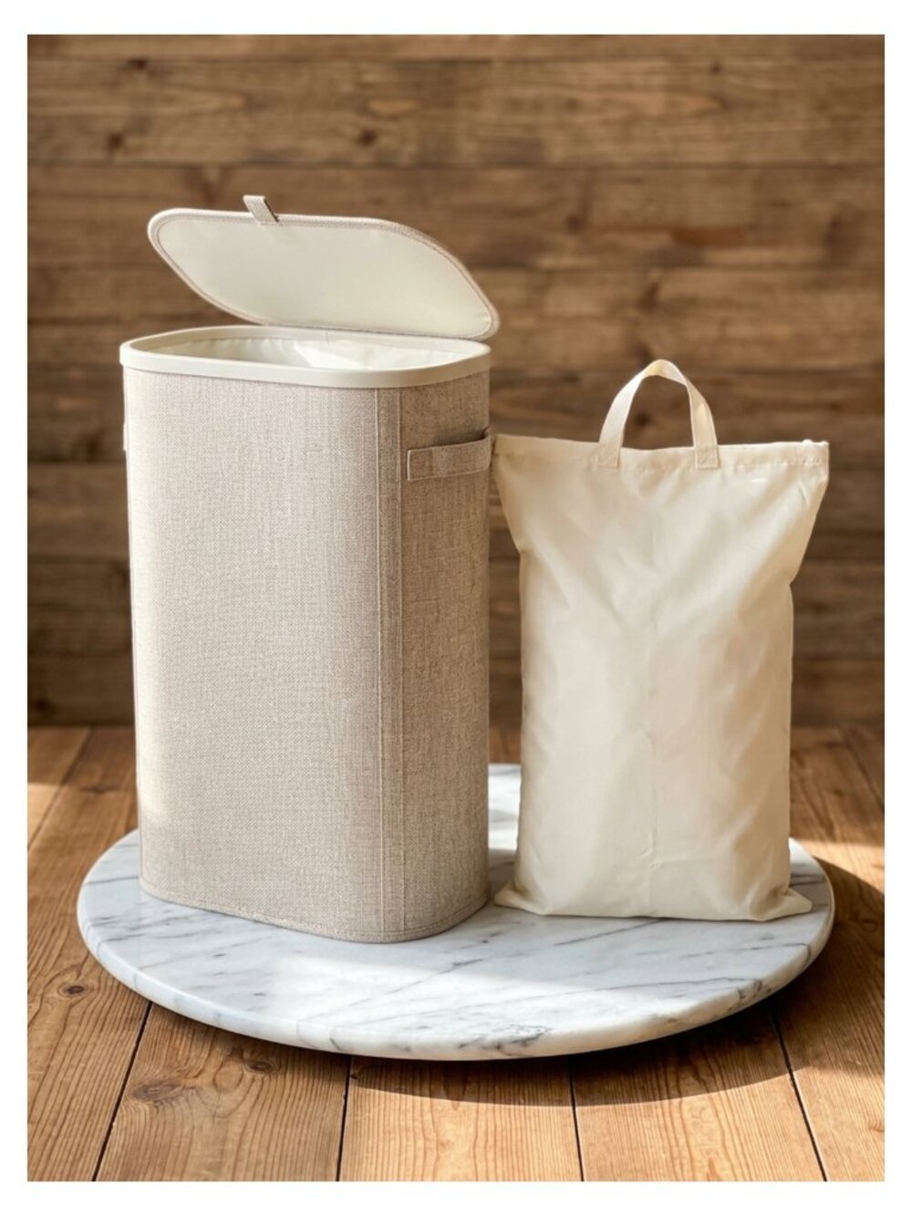 Slim Laundry Hamper with Lid and Removable Bag 65L Narrow Space